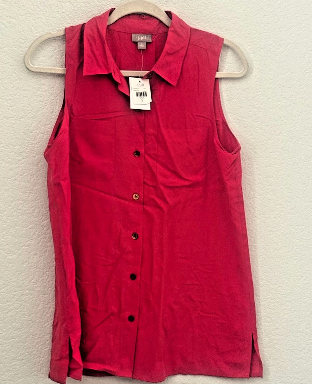 J.Jill Gala Womens Sleeveless 100% Silk Top Red NWT Workwear Quiet Luxury - S